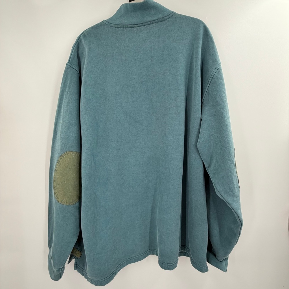Orvis Gorpcore Grandad Pullover Sweatshirt Mens XXL Blue Quilted Elbow Patch - Picture 10 of 14